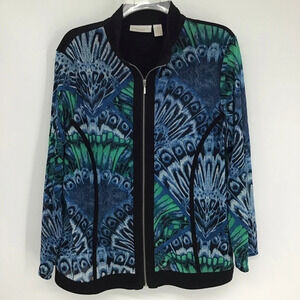 Chico’s Women’s Lightweight Mesh Zip-Up Jacket Top Black/Multi-color Chico’s 2